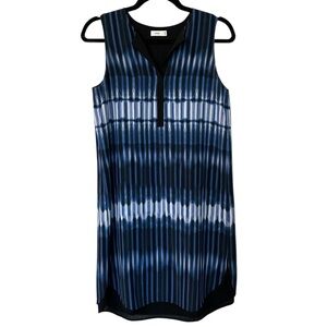 Vince. Women’s Sleeveless V-Neck Blue, White & Black 100% Silk Dress Sz S GUC